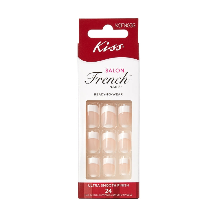French Nails - Love Dust, set van 24 nagels in een natuurlijke kleur, verpakt in een stijlvolle rode doos.