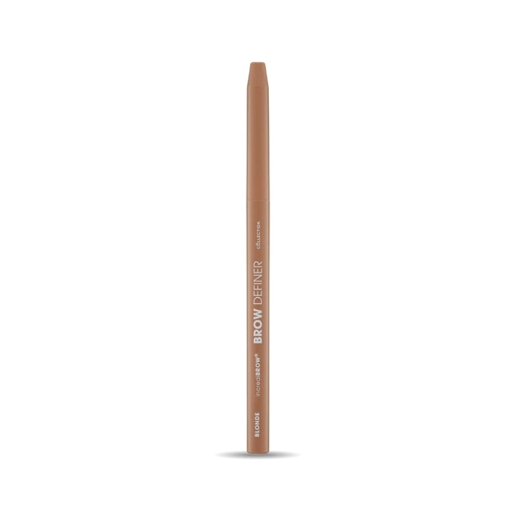 Incredibrow Eyebrow Definer in een slanke, lichtbruine potloodvorm met een minimalistische verpakking.