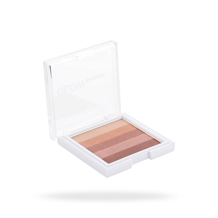 Gorgeous Glow - Bronzing Block in een vierkante, doorzichtige verpakking met vier warme bronstinten.