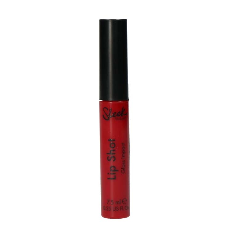 Lip Shot - Corrupted, een helderrode lipgloss in slanke, zwarte verpakking van Sleek.