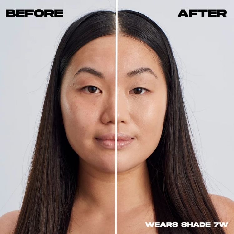 Ultra Cover Concealer in kleur 7W, voor een egale huid, zichtbaar voor en na gebruik op een model.