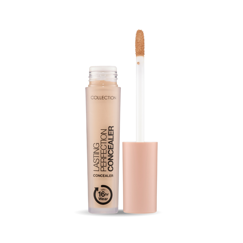 Lasting Perfection Concealer in een doorzichtige verpakking met een lichtroze dop en applicator voor nauwkeurige aanbrenging.