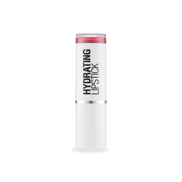 Hydrating Lipstick in een stijlvolle witte verpakking met een zachte roze tint voor een gehydrateerde liplook.
