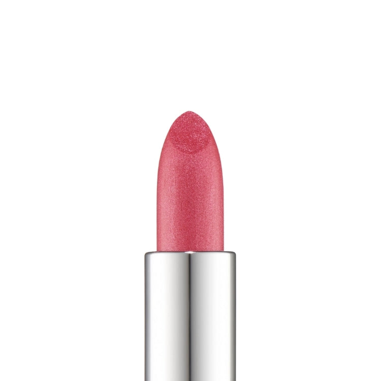 Hydrating Lipstick in een zachte roze tint met een glanzende afwerking en een moderne, zilveren verpakking.