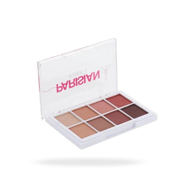 Eye Palette - Parisian Pinks met 9 zachte roze en paarse tinten in een transparante verpakking. Perfect voor een glamoureu...