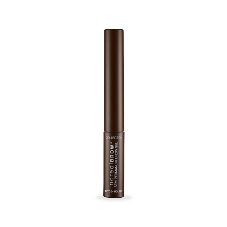 Incredibrow Semi-Permanent Brow Gel 2 - Medium/Dark in een slanke, bruine verpakking voor perfect gedefinieerde wenkbrauwen.