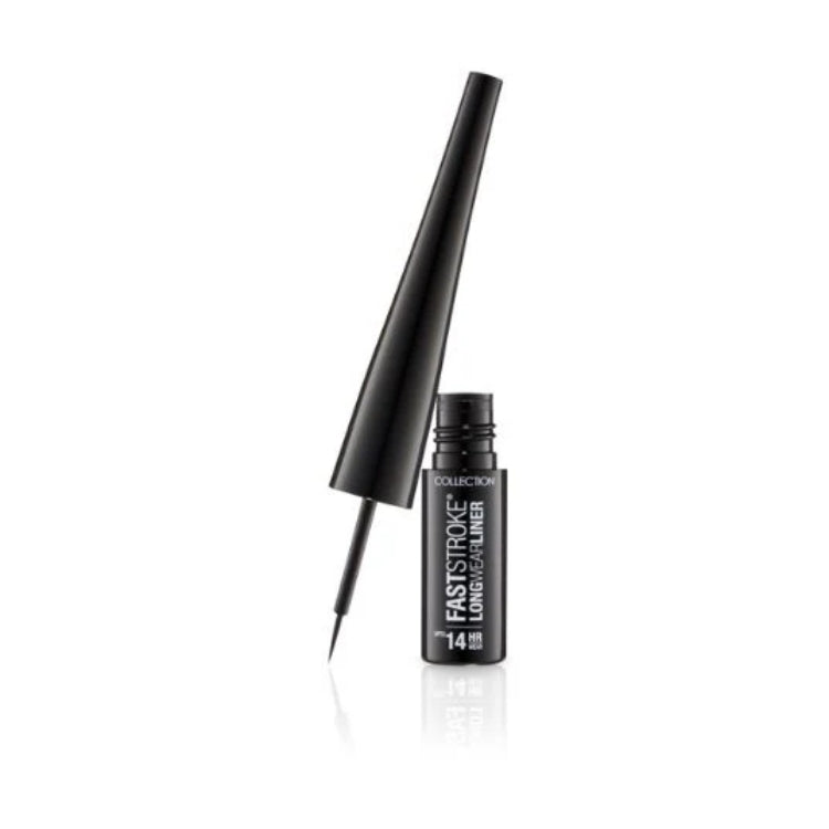Fast Stroke Long Wear Liner in een slanke zwarte verpakking met een fijne applicator voor precieze eyeliner.