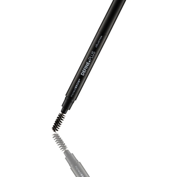 Wenkbrauwpotlood incrediBROW Define Plus – 2-in-1 & spoolie in zwart met een handige borstel voor perfecte wenkbrauwen.