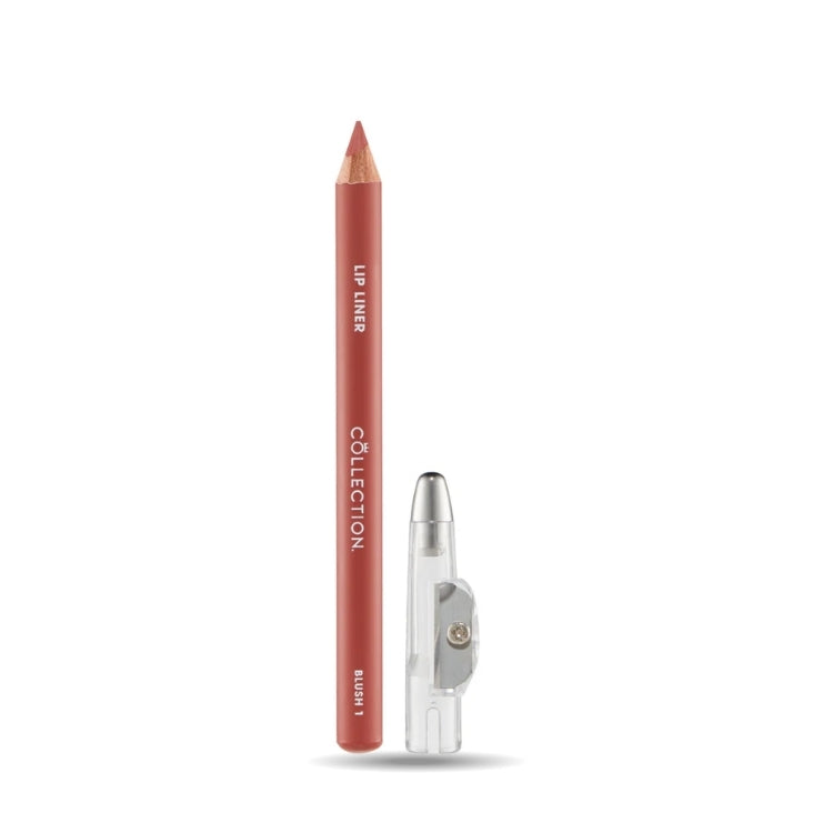 Lip Liner with Sharpener in een zachte rozenkleur, inclusief een transparante slijper voor precisie.