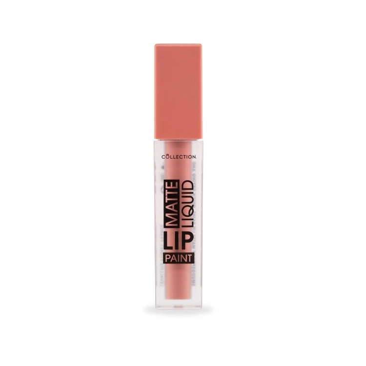 Matte Liquid Lip Paint in een transparante verpakking met een lichtroze lippenstift applicator.