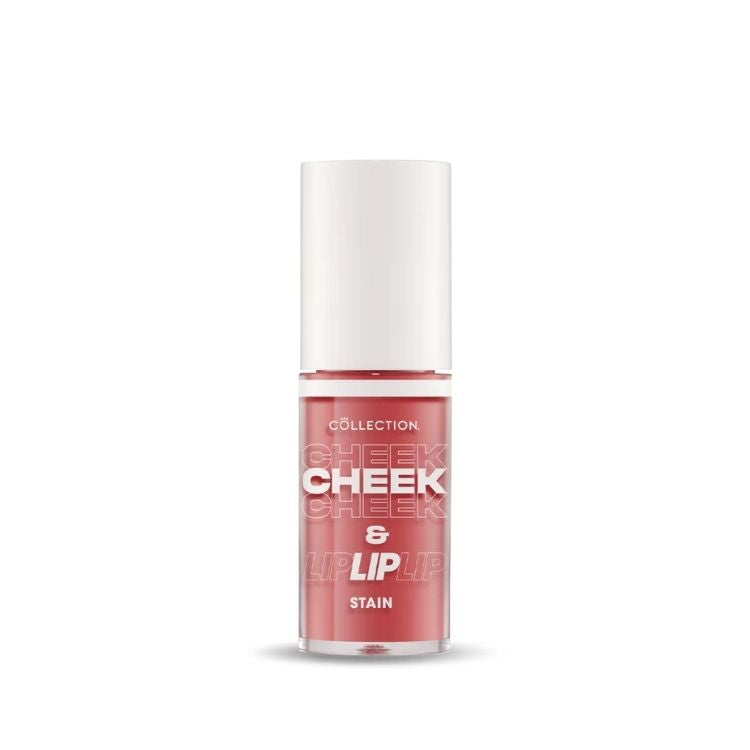 Collection Lip & Cheek Stain in een transparante verpakking met een roze tint, perfect voor lippen en wangen.