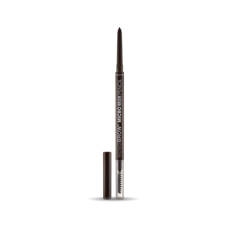 IncrediBROW Micro Brow Pencil in donkerbruin met slanke, handige verpakking voor precieze wenkbrauwstyling.