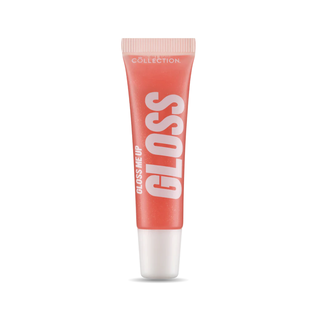 Gloss Me Up Lip Gloss in een lichtroze tube met witte tekst, perfect voor een glanzende liplook.