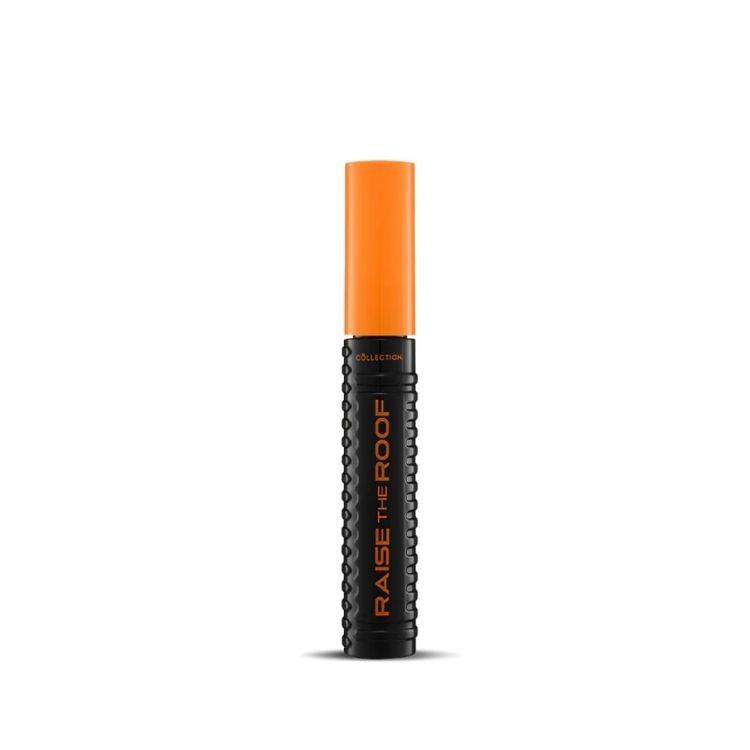 Raise the Roof Mascara in een slanke zwarte verpakking met een opvallende oranje dop voor volumineuze wimpers.